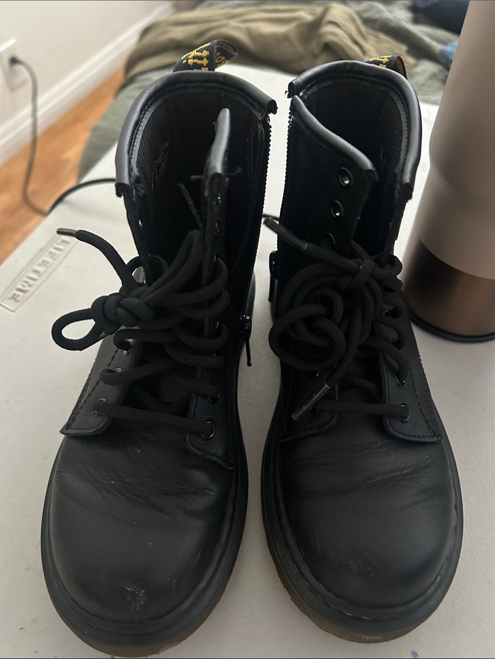 Dr. Martens Kids Black Lace-Up Combat Boots
